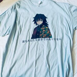 Light blue anime Demon Slayer Giyu t-shirt